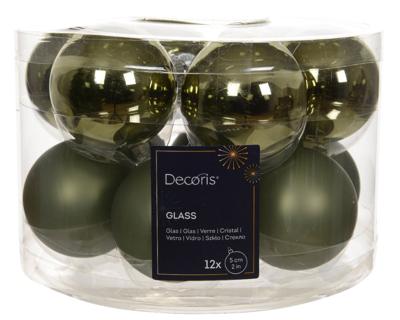 Kerstbal glas d5 cm rosemarijn 12st - Decoris