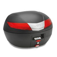 GIVI V40 Monokey Topkoffer, Topkoffers en zijkoffers voor de moto, rode reflectoren, zwarte cover - thumbnail