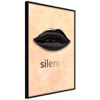 Ingelijste Poster - Silence lippen Zwarte lijst - thumbnail