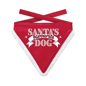 PLENTY GIFTS KERST BANDANA SANTA'S FAVOURITE DOG ROOD 12-16 CM 10X13 CM