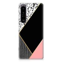 Sony Xperia 1 IV | TPU Hoesje | Zwart Roze Vormen