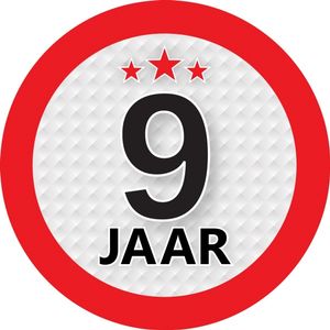 9 jaar versiering ronde sticker 9 cm