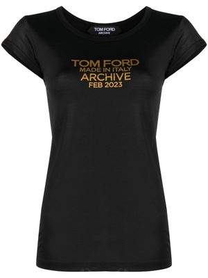 TOM FORD t-shirt en soie à logo imprimé - Noir