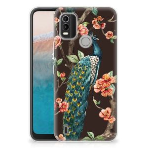 Nokia C21 Plus TPU Hoesje Pauw met Bloemen