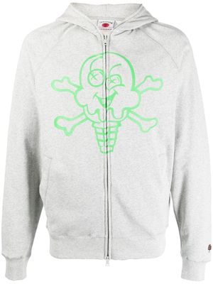 ICECREAM hoodie zippé à imprimé graphique - Gris