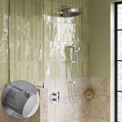 Regendouche set SaniClear Evolution Curved | 30 cm | Incl.Inbouwdeel | 2 standen handdouche | Met glijstang | Chroom
