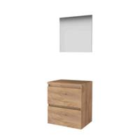 Basic-Line Basic 46 Badkamermeubelset - 60 x 46 cm - Greeploos - 2 Lades - Wastafelblad - Spiegel - Whisky Oak