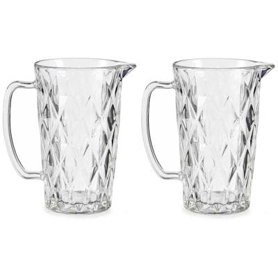 Schenkkan/karaf - 2x stuks -1 liter - 20 x 12 cm - van glas - limonade karaf - waterkaraf
