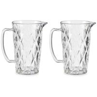 Schenkkan/karaf - 2x stuks -1 liter - 20 x 12 cm - van glas - limonade karaf - waterkaraf