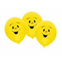 6x stuks gele Party ballonnen Smile Emoticon emoticons thema