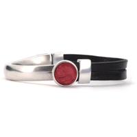 Qoss Zwarte Armband Gwen Rode Bol - Maat M