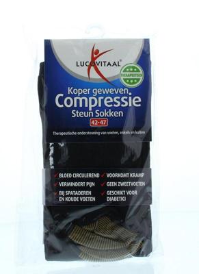 Lucovitaal Koper compressie steunsok maat 42-47 zwart