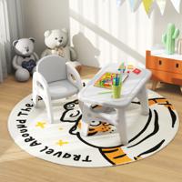 Tafel en Stoel voor Kinderen met Schattig Dinosaurus Ontwerp Bureau en Stoel voor Activiteiten met Opbergbakje en Constructiespelletjes