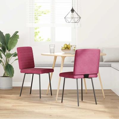 Eetkamerstoelen 2 st fluweel wijnrood