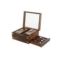 Spelletjes Home ESPRIT Hout Kristal 15 x 15 x 7 cm