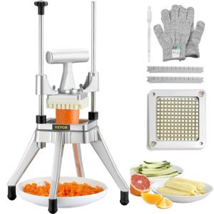 VEVOR Aardappelsnijder Fritessnijder 1/4 inch, Fritessnijder Groentesnijder Commerciële Chopper Fruitsnijder met 2 vervangende messen, RVS Chopper Salade, Fruit