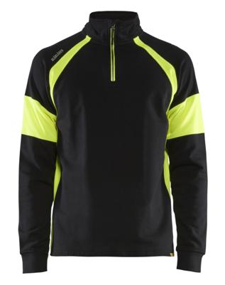 Blåkläder Sweatshirt met High-Vis zones 35501158 | Zwart/High-Vis Geel | Maat XL - 7330509775349