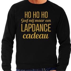 Foute kersttrui/trui voor heren - Hohoho lapdance cadeau - zwart - glitter goud