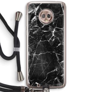 Zwart Marmer 2: Motorola Moto G6 Transparant Hoesje met koord