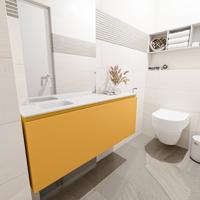 Toiletmeubel Mondiaz Olan | 120 cm | Meubelkleur Ocher | Lex wastafel Talc Links | Zonder kraangat Toiletmeubel Mondiaz Olan | 120 cm | Meubelkleur Ocher | Lex wastafel Talc Links | Zonder kraangat