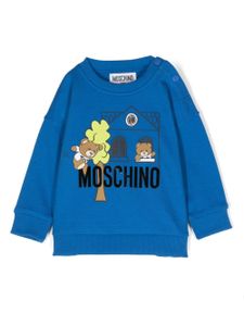 Moschino Kids sweat à logo appliqué - Bleu