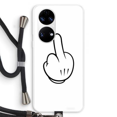 Middle finger white: Huawei P50 Transparant Hoesje met koord