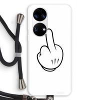 Middle finger white: Huawei P50 Transparant Hoesje met koord