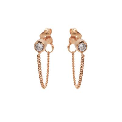 Karma Oorringen Chain Zirconia Rosé Goud