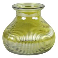 Bloemenvaas - geel/transparant glas - H12 x D15 cm   - - thumbnail