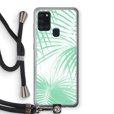 Palmbladeren: Samsung Galaxy A21s Transparant Hoesje met koord