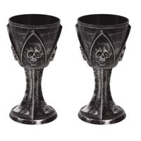 Set van 2x stuks horror kelk wijnglas/drinkbeker zwart 19 cm