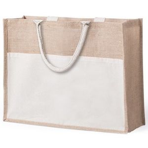 Naturel jute/katoenen strandtas 44,5 cm   -