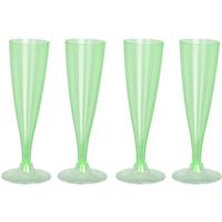 Prosecco/champagneglazen - 4x - groen - kunststof - 130 ml - herbruikbaar - thumbnail