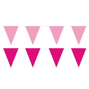 Roze/Lichtroze feest punt vlaggetjes pakket 80 meter