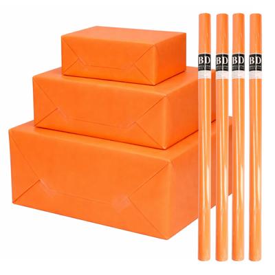Bellatio Decorations - 4x - rollen cadeau Inpakpapier - oranje - 200 x 70 cm - cadeaupapier