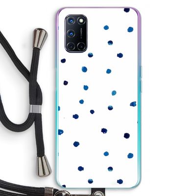 Blauwe stippen: Oppo A72 Transparant Hoesje met koord