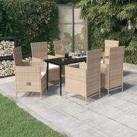 7-delige Tuinset met kussens beige