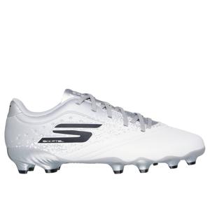 Skechers Razor 1.5 Gras Voetbalschoenen (FG) Kids Wit Zilver Zwart