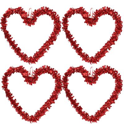 Groot Valentijnsdag decoratie hart - 4x - 35 x 28 cm - rood - folie - liefde / huwelijk thema versie Groot Valentijnsdag decoratie hart - 4x - 35 x 28 cm - rood - folie - liefde / huwelijk thema versie