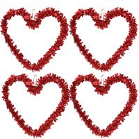 Groot Valentijnsdag decoratie hart - 4x - 35 x 28 cm - rood - folie - liefde / huwelijk thema versie
