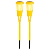 2x stuks solar tuinfakkel/tuinlamp geel op zonne-energie 61 cm