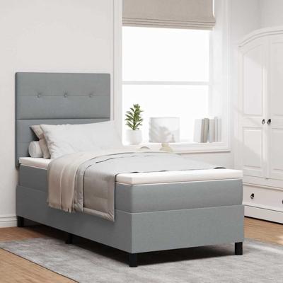 Boxspringbed met matras stof lichtgrijs 100x200 cm