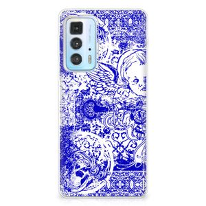 Silicone Back Case Motorola Edge 20 Pro Angel Skull Blauw