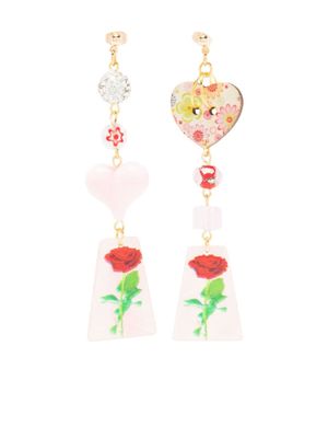 Amir Slama boucles d'oreilles asymétriques à fleurs - Rose