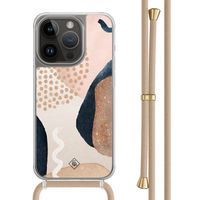 iPhone 13 Pro hoesje met beige koord - Abstract dots iPhone 13 Pro hoesje met beige koord - Abstract dots