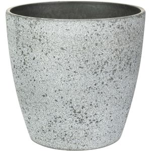 Ter Steege Bloempot/plantenpot - buiten - betongrijs - D19/H15 cm - kunststof/steenmix   -