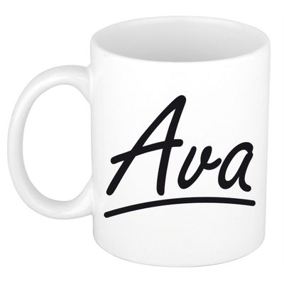 Naam cadeau mok / beker Ava met sierlijke letters 300 ml Naam cadeau mok / beker Ava met sierlijke letters 300 ml