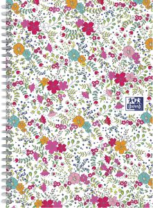 Oxford Floral hardcover spiraalschrift, ft B5, 60 vel, geruit 5 mm, wit