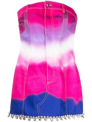 AREA robe-bustier en jean à coupe courte - Rose