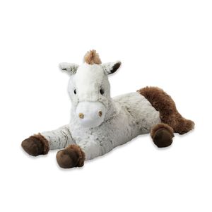 Pluche paard knuffel - liggend - wit/bruin - polyester - 45 cm